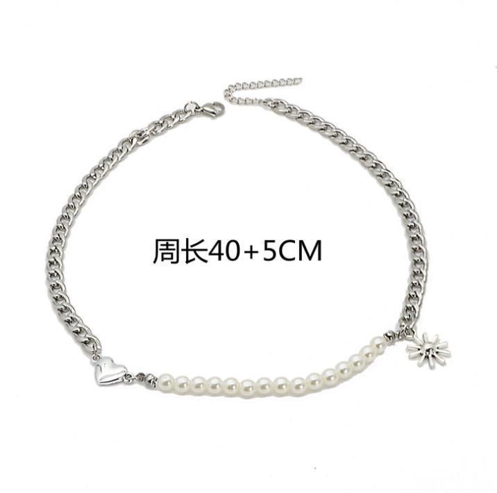 Stainless Steel Minor Design Pearl Necklace Short Style Collarbone Web Celebrity Choker