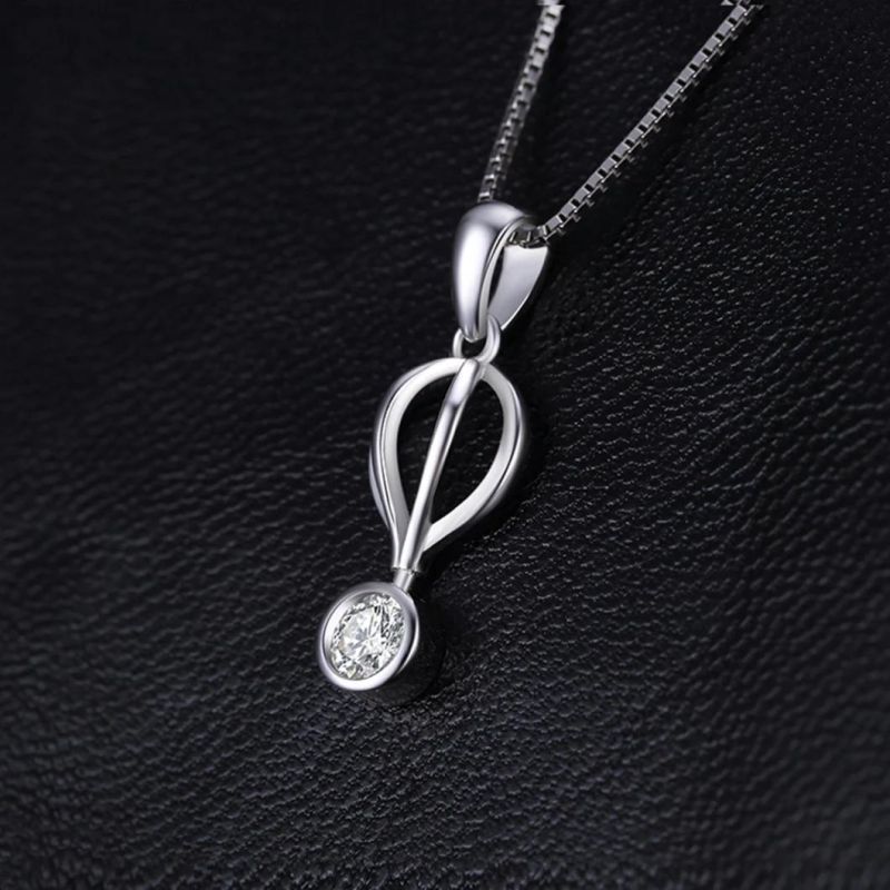 Global Travel Air Balloon Dangle Cubic Zirconia Necklace Pendant 925 Sterling Silver Jewelry