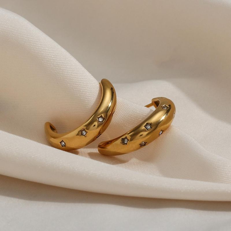 Manufacturer Custom Fashion jewellery Good Quality Waterproof None Fade Gold Plating Stainless Steel Bridal Earrings Jewelry for Woman