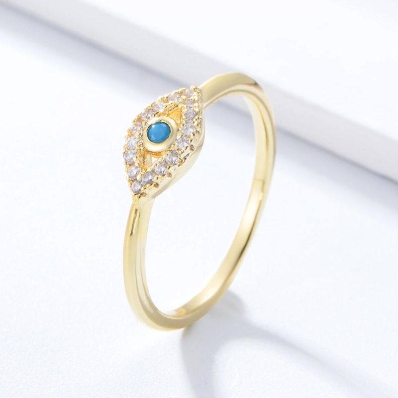 Classic Turquoise Fine Jewelry Turkish Good Luck Evil Eyes Shaped Ring for Party