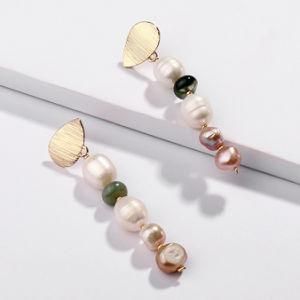 Dangle Natural Stone Agate Natural Freshwater Pearl Shell Drop Earring