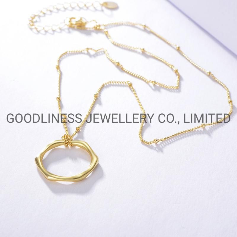925 Sterling Silver Women Fine Jewelry Hexagon Charm pendant Necklace