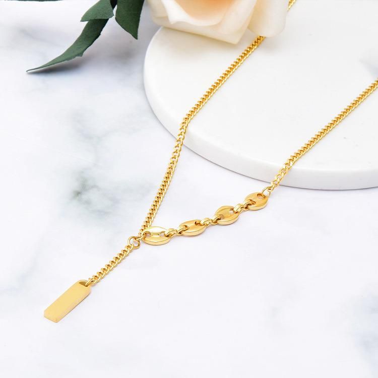 Manufacturer Customized Fashion Gold Plated Matte Jewelry Women′s Stainless Steel Jewelry Fashion Necklace