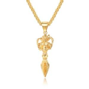 Gold Plated Stainless Steel Elephant Trunk Pestle Pendant Necklace
