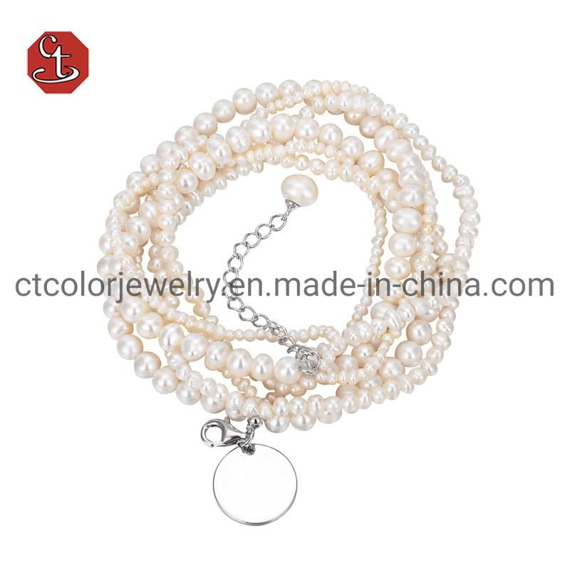 New Design Fashion Jewellery 925 Silver Sweater Chain Pearl Necklace Women Jewelry