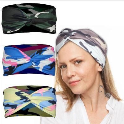 Headscarf Sports Yoga Sweat Breather Women Knot Cross Print Camouflage Headband