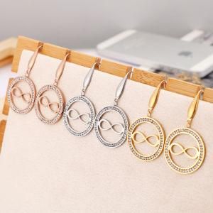 Round Diamond Figure 8 Gold-Plated Stainless Steel Earrings Drop