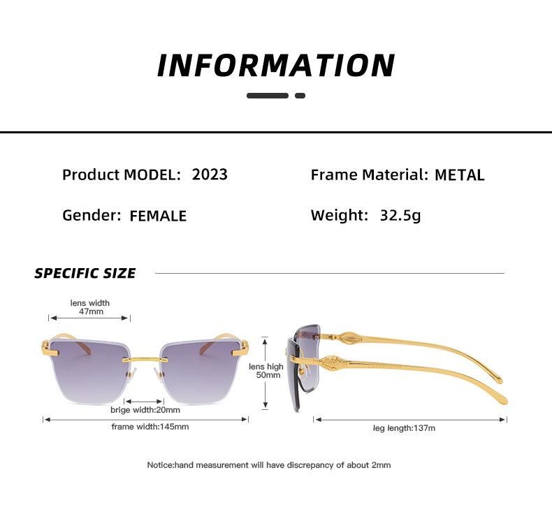 2022 Hot Sale Fashion Rimless Gradient Color Sunglasses Woman Trendy Shades Man Sunglasses