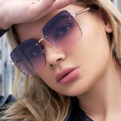 Hot Sale New Popular Fashion Simple Design Sun Glasses Women Nylon Lens Square Frameless UV400 Sunglasses