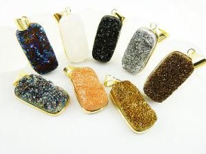 Hot Sale Druzy Pendant, Rectangle Stone Necklace Jewelry Pendant, Fashion Pendant