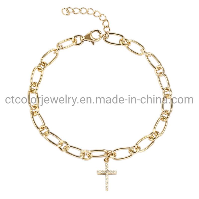 Trendy Popular Simple Jewelry 925 Sterling Silver Brass Hiphop man cuban link plain Bracelet