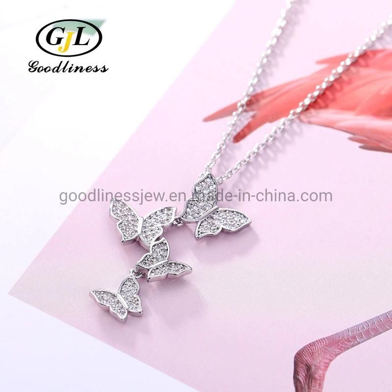 Wholesale Four Butterfly Zircon Simple Clavicle Necklace Jewelry for Women