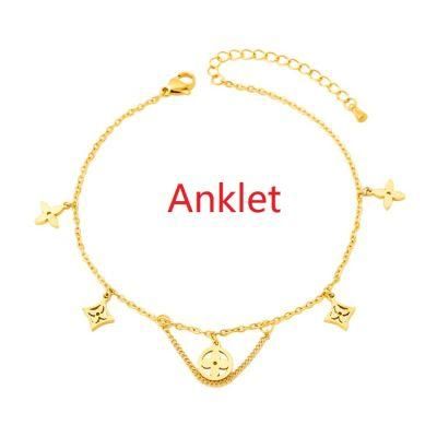 Manufacturer Customized High-Quality Jewelry 2022 New Wholesale Women&prime;s Charm Anklet Stainless Steel Gold Fashion Anklet