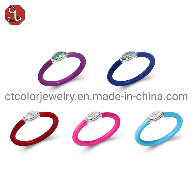 Fashion Jewelry Silver Ring Color Enamel Fashion Rings