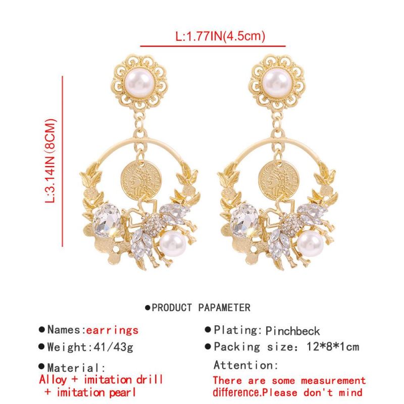 New Fashion Jewelry Courtly Elegant Big Diamond Crystal Earring with Imitation Pearl