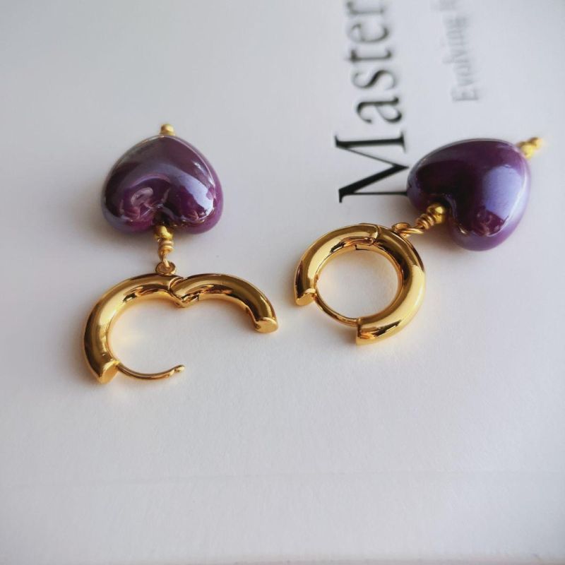 Fashion Jewellery Color Mixed Sweet Ceramic Heart Earrings