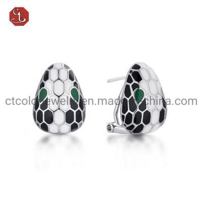 Fashion Jewelry Snake Studs Earrings 925 Silver or Brass Snake Earring Popular Enamel Snake Earring