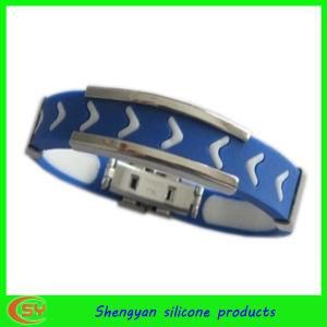 Fashion Rubber Men&prime;s Wristband with Metal Style (SY-HS-006)