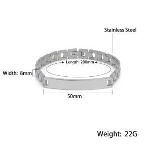 Fashionable Custom Engraved Blank Stainless Steel Bracelet Men Hand Bracelet