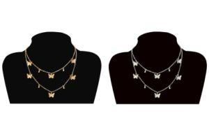 Short Women Summer Holiday Gift Jewelry Fashion Choker Necklace Lovely Golden Silver Plated Butterfly Necklace