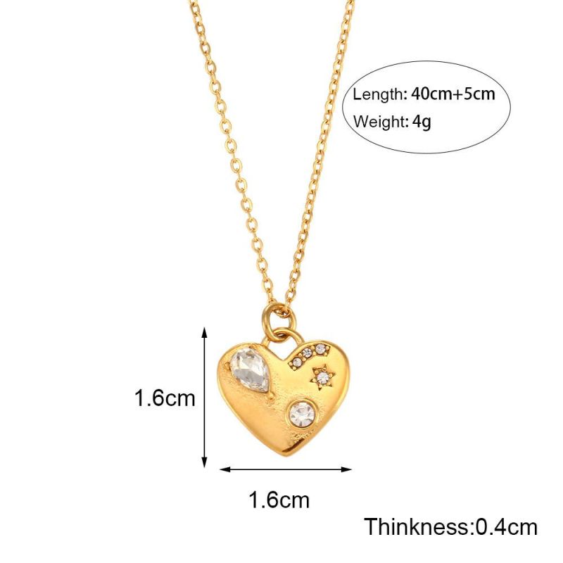 Factory Customized Fashion Jewelry Ins Personalized Fashion Pendant Jewelry Female Irregular Zircon Heart Pendant Necklace