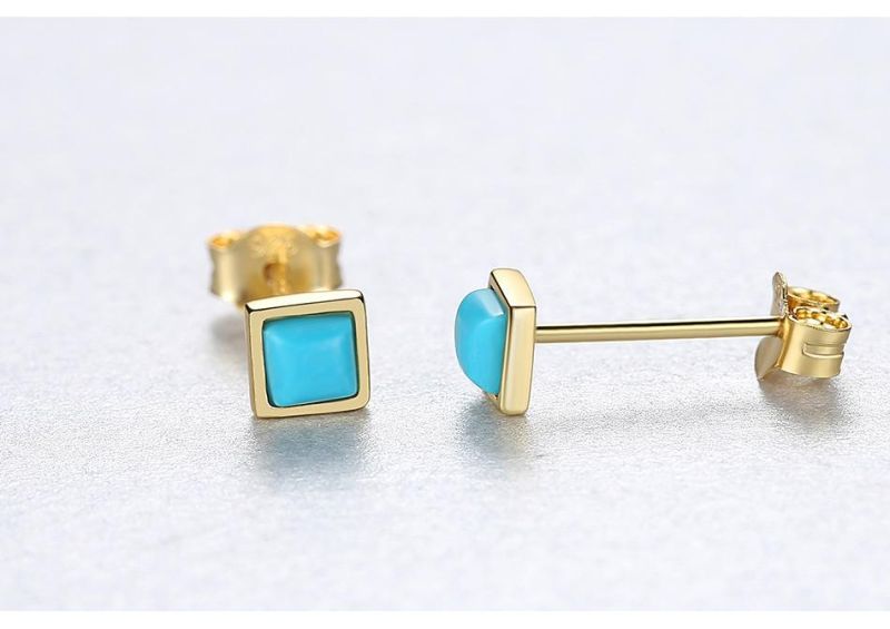 Body Jewelry Ear Stud Blue Opal Stone Earrings