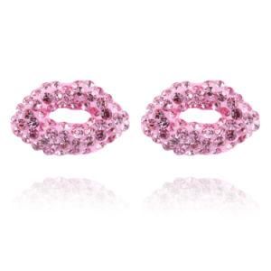Fashion Elegant Sexy Lip Shape Crystal Pink Earring