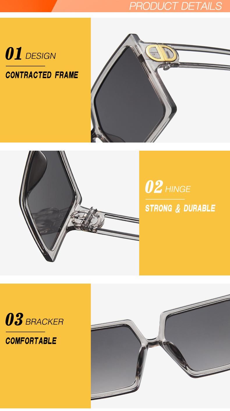 New D Home Big Frame Sunglasses Female Square Hollow Temple Personality Sunglasses