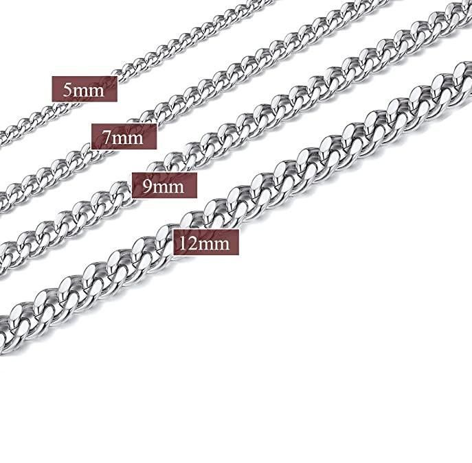 Stainless Steel Curb Cuban Link Chain Necklaces with 18K Gold Plated for Men Women