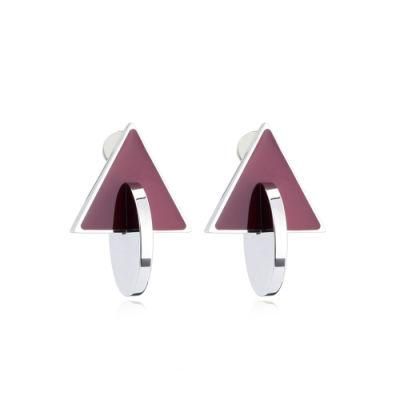 Stainless Steel Earrings in Double Triangle Shape for Girlfriend