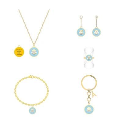 Summer Characteristic Round Blue Double-Sided Cute Cwl Jewelry Set