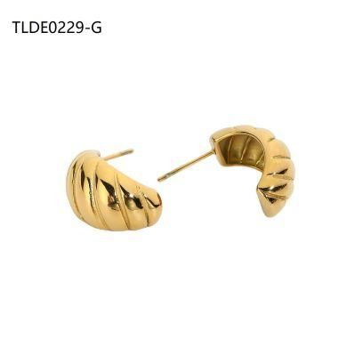 Manufacturer Ins Titanium Steel Horn Bag Earring Gold-Plated Stainless Steel Earrings Jewelry, 18K Gold Filled, 18K Gold Plated