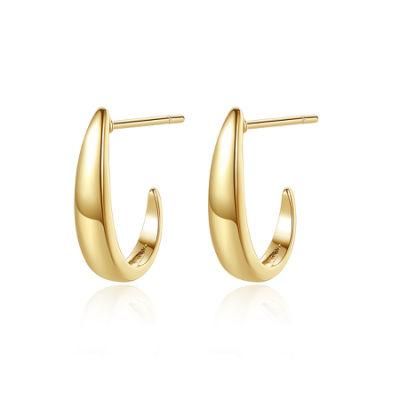 925 Sliver Plain Gold Large Square Hoop Earrings Statement