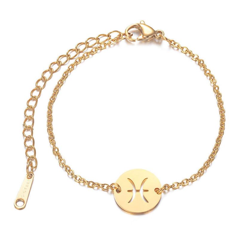 Manufacturer Custom Water Resistant Fashion Jewelry High Quality Bracelet 18K Gold Plated Women Fashion Bracelet Zodiac jewellery