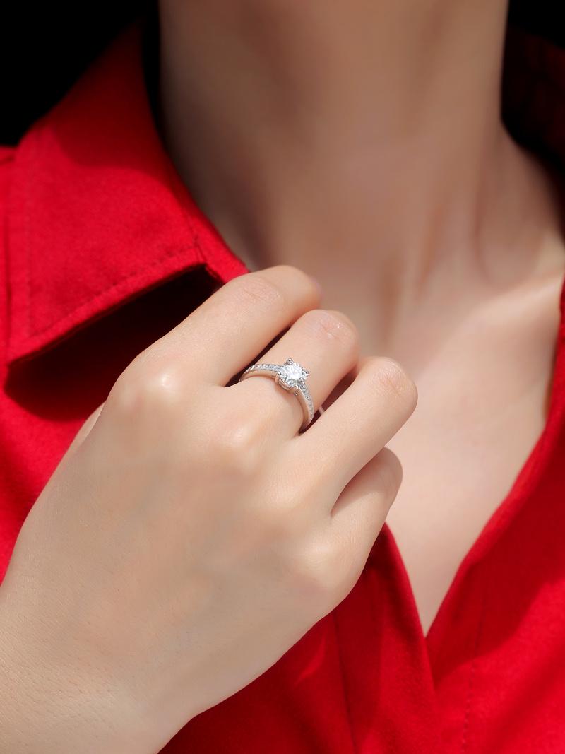 Wholesale Fashion Engagement Ring 1CT moissanite sterling silver ring for women