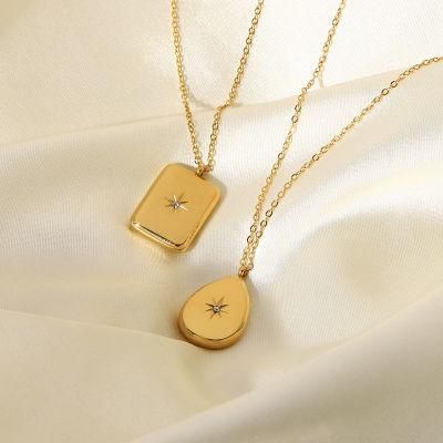 18K Gold Plated Stainless Steel Energy Pendant Necklace with High Quality CZ Necklace Jewelry