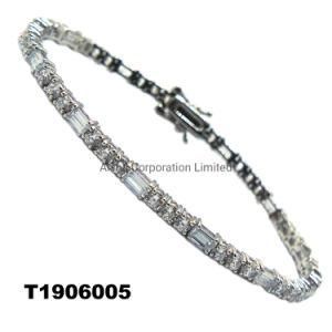 2021 Tennis Bracelet Rhodium Plating Round Rectangle Bracelet