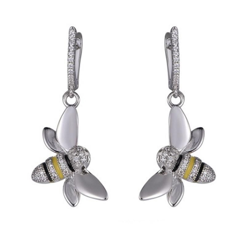 Fashion Swan 925 Silver or Brass Earring with CZ