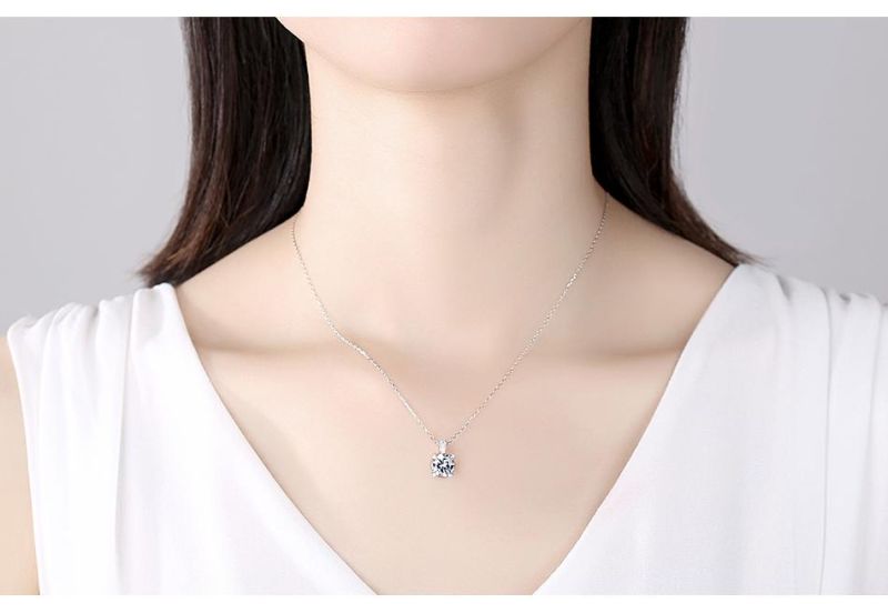 Dainty 925 Sterling Silver Huge Cubic Zircon Pendant Necklace