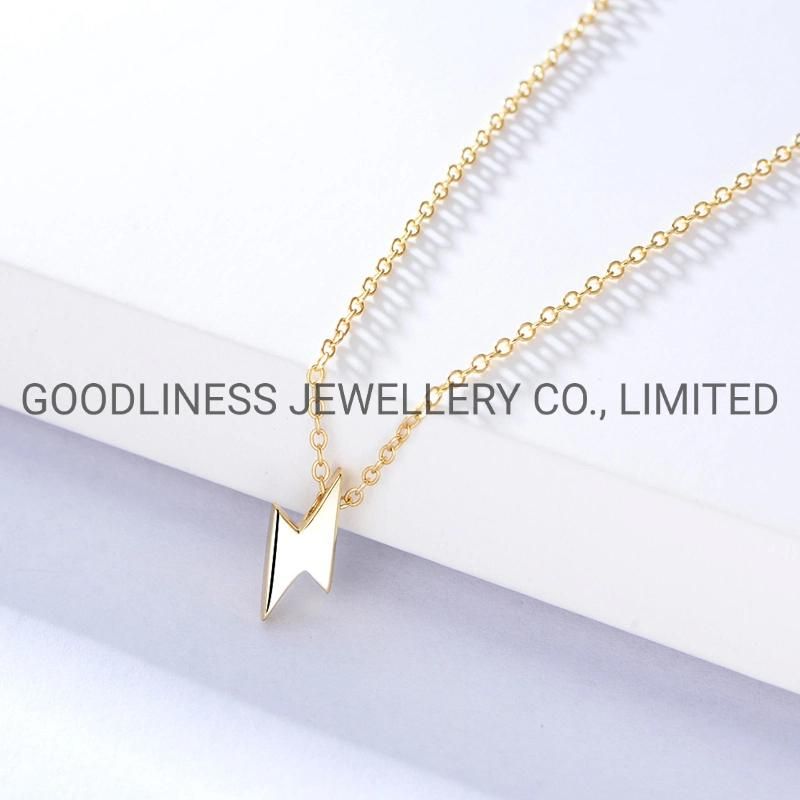 925 Sterling Silver Fine Jewelry Women Lightning Pendant Necklace