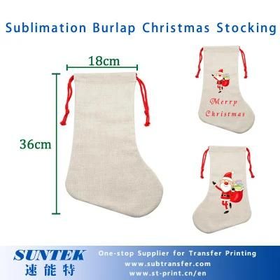 Sublimation Blank Linen Polyester Sequined Christmas Socks