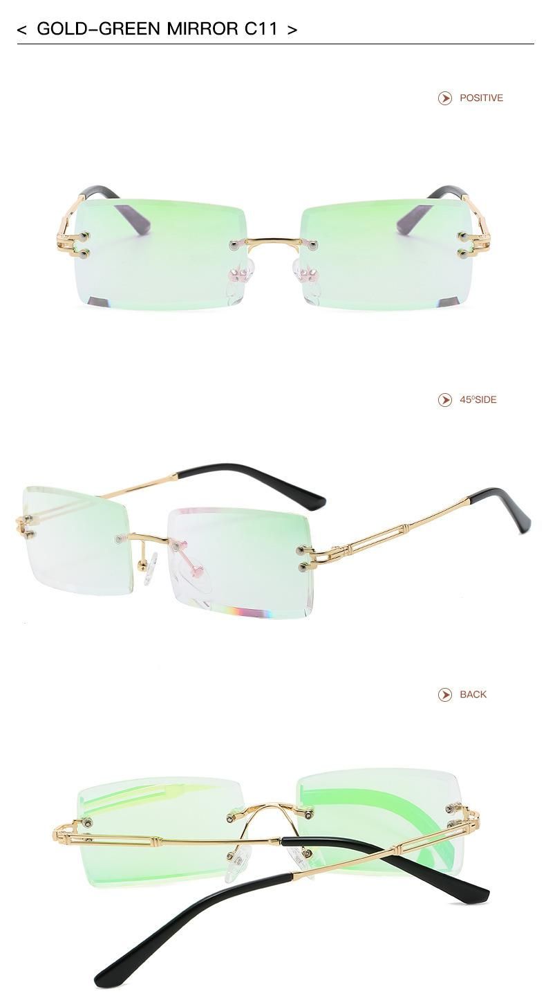 2022 New Fashion Trend Simple Design Punk Style Frameless Metal Sun Glasses Small Square UV400 Sunglasses