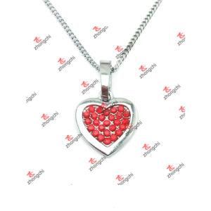 New Designs Red Birthstone Heart Charms Pendant Jewelry Necklace (LAD60128)