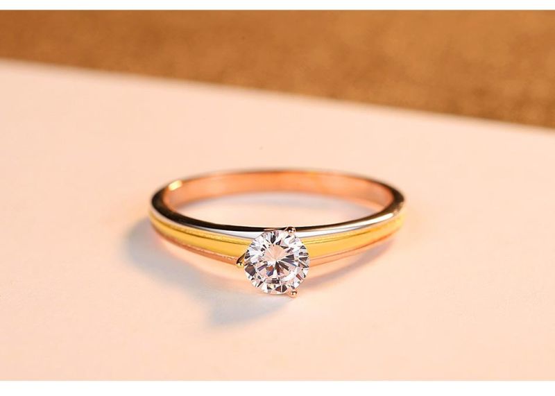 Golden Silverring for Bridal with Moissanite Diamond