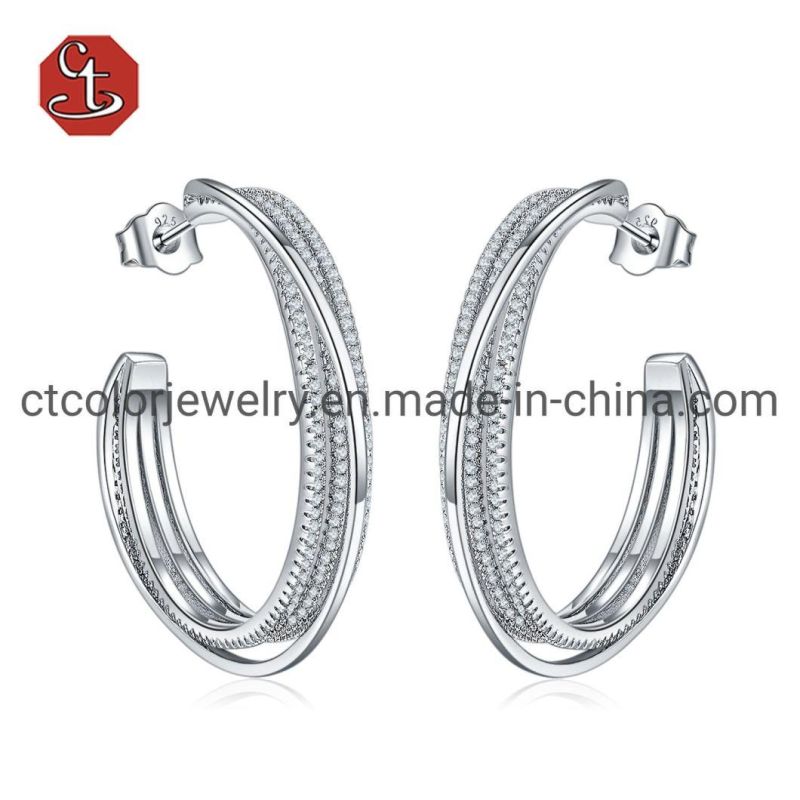 Round Hoop Silver Earrings Fashion Dangle Drop Earring Silver or Brass accessories Jewelry