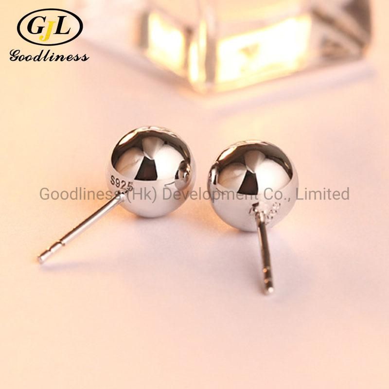 Fashion Bead Ball Shape Silver Earring Stud Jewelry