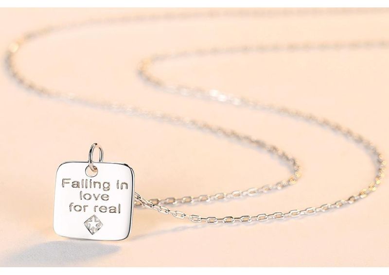 Sliver Square Sign Shape Pendant in Necklace