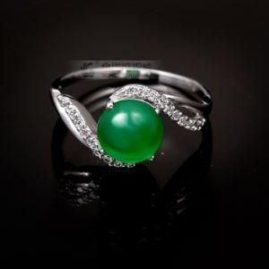 Elegant Shaped 925 Sterling Silver Ring with Chinese Jade