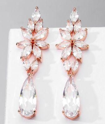 Bridal Pear CZ Earring Jewelry, Wedding CZ Earring Jewelry, Bridesmaid Earring, Gift Jewelry, Rose Gold Earring