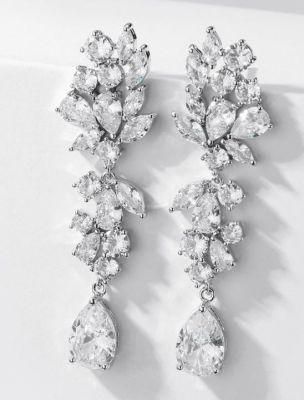 Wedding Pear CZ Stone Earring Jewelry, Bridal CZ Earring Jewelry, Bridemaid Earring Jewelry,
